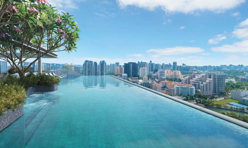 Infinity edge pool with city views
