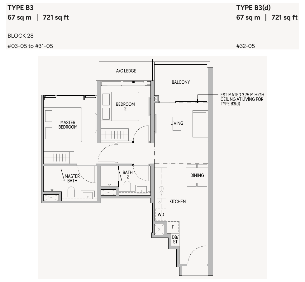 2-Bedroom, Type B3 / B3(d)